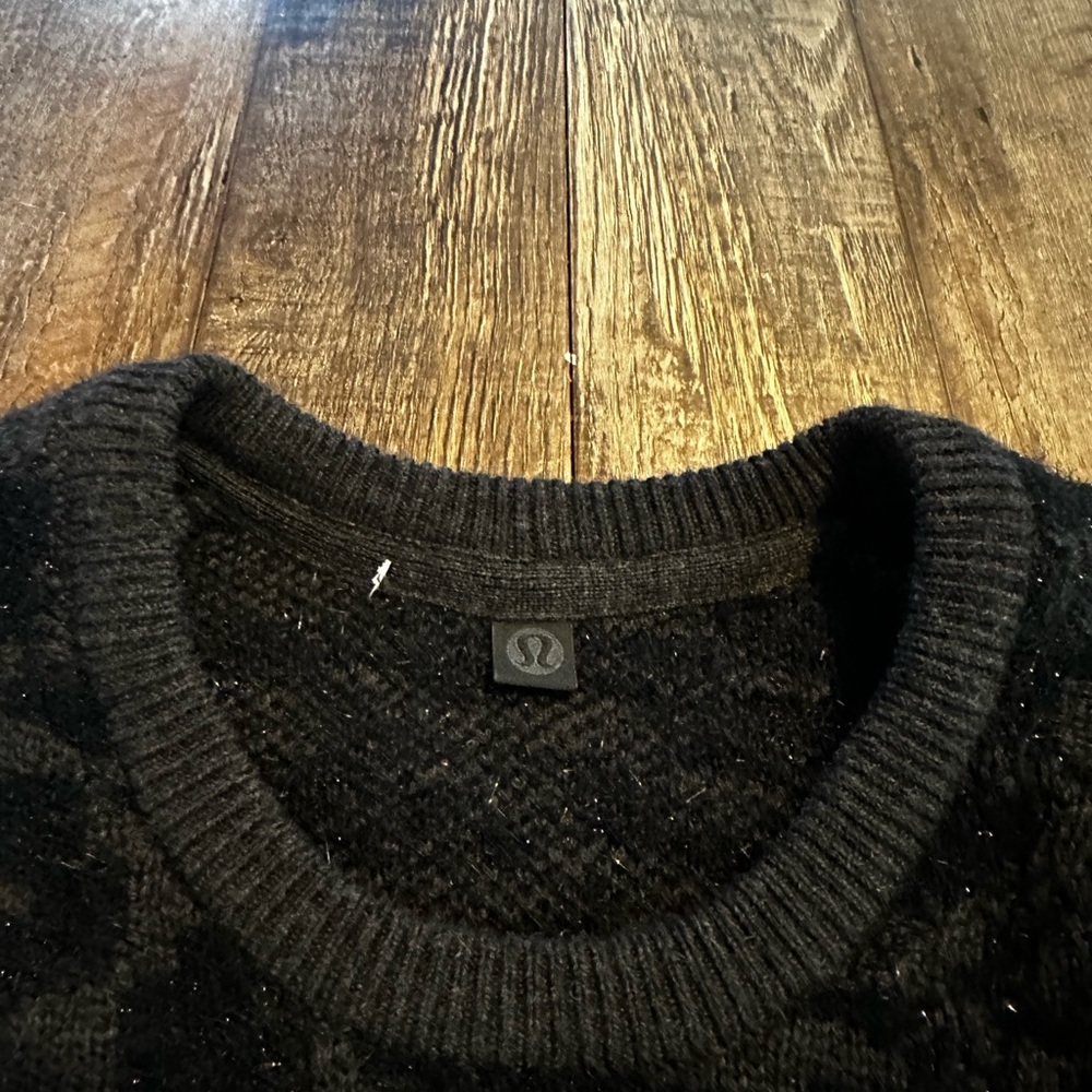 Lululemon Wool-Blend Jacquard Sweater Knit Leopard Graphite Grey Black XL - Picture 4 of 7